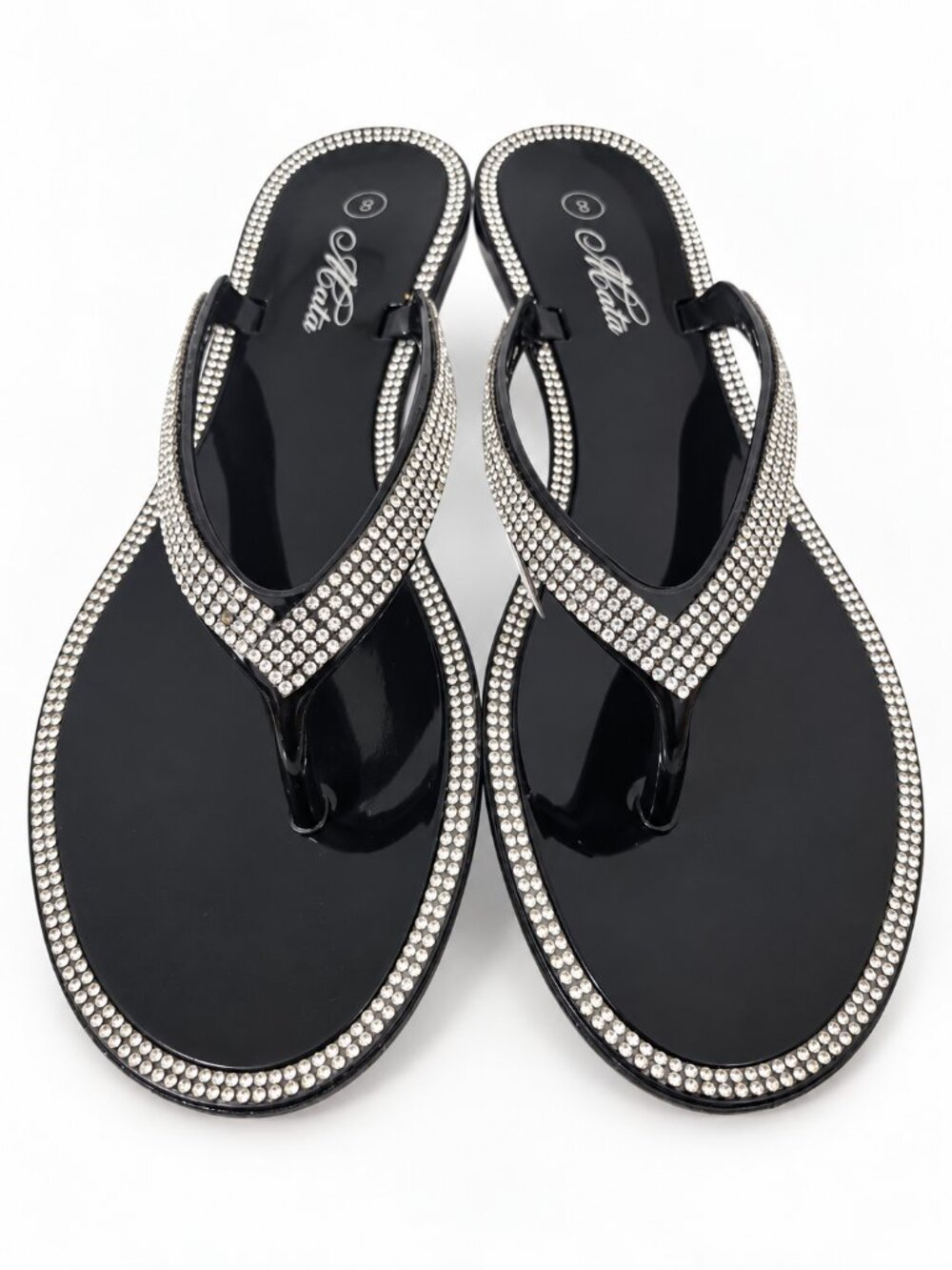 Mata Shoes Rhinestone Jelly Sandals Black